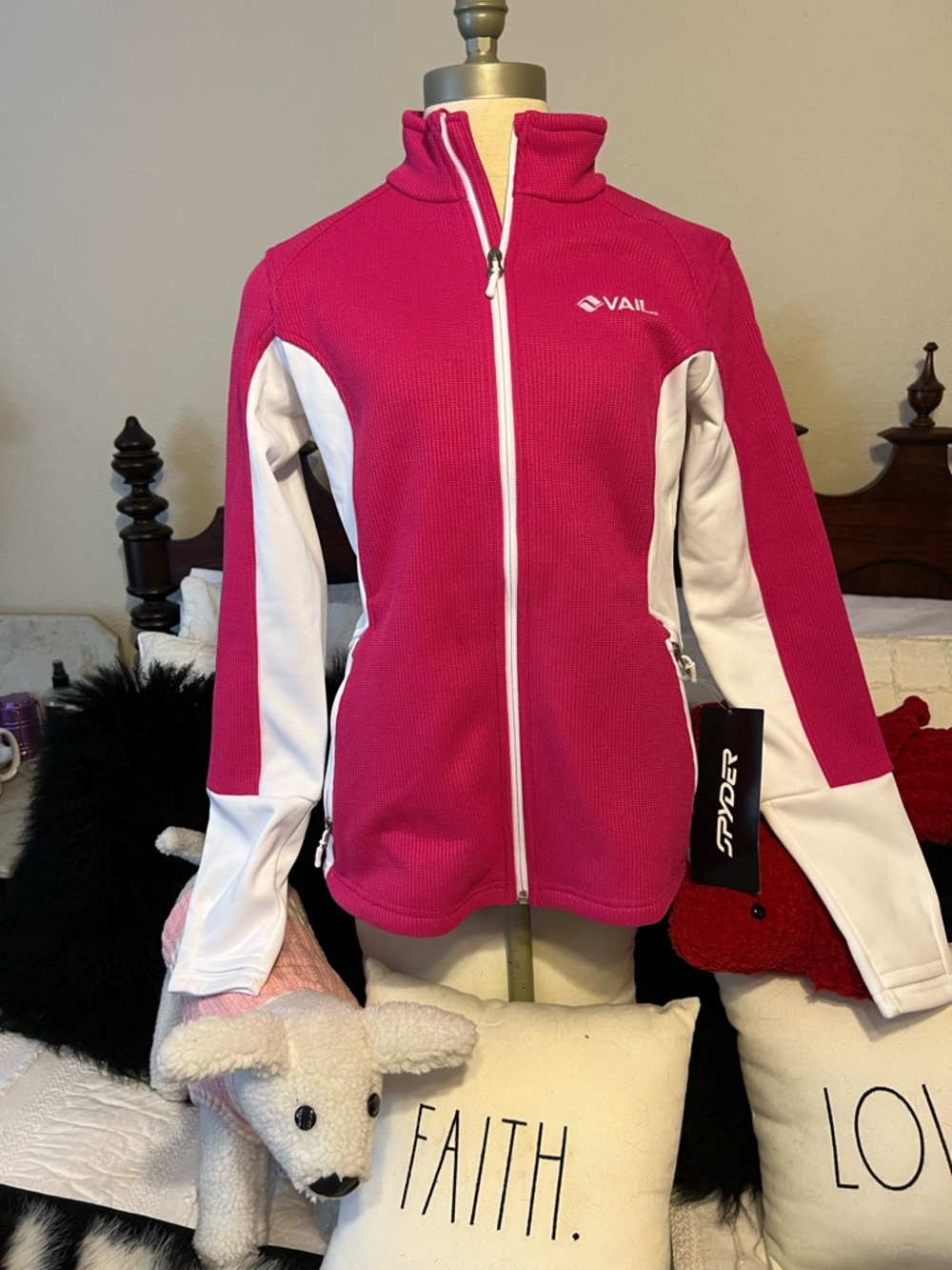Spyder Pink and White Embroidered Vail Jacket